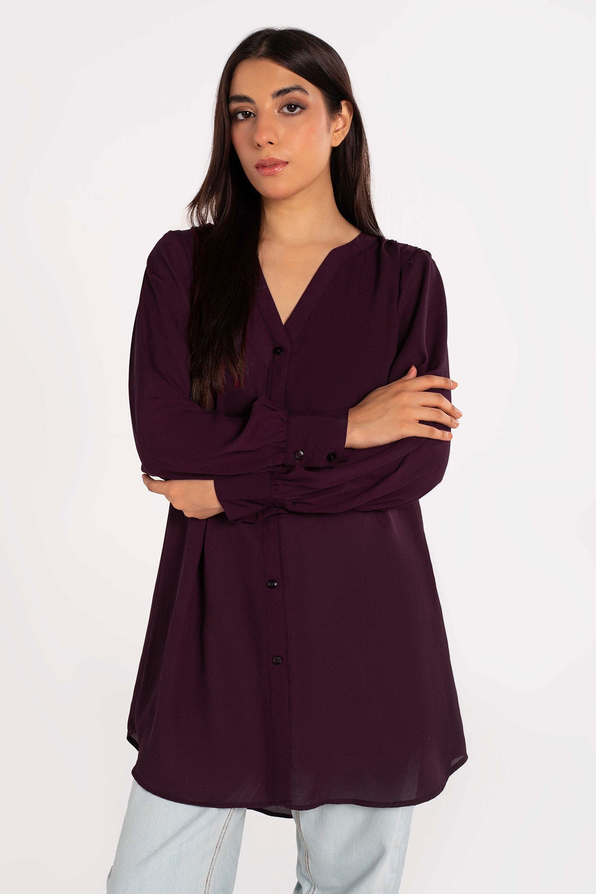 Plum Crepe Top - Peach Republic