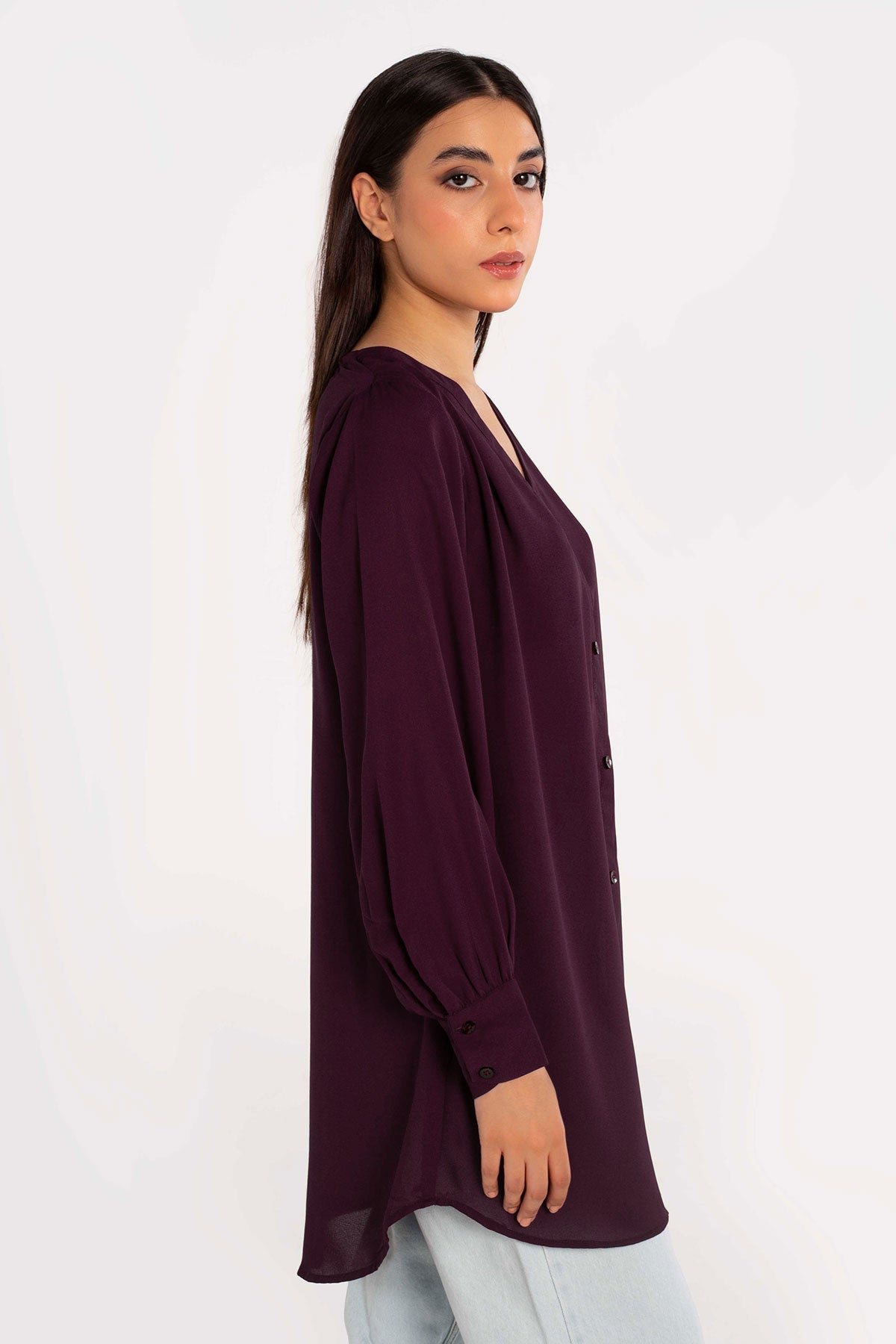 Plum Crepe Top - Peach Republic