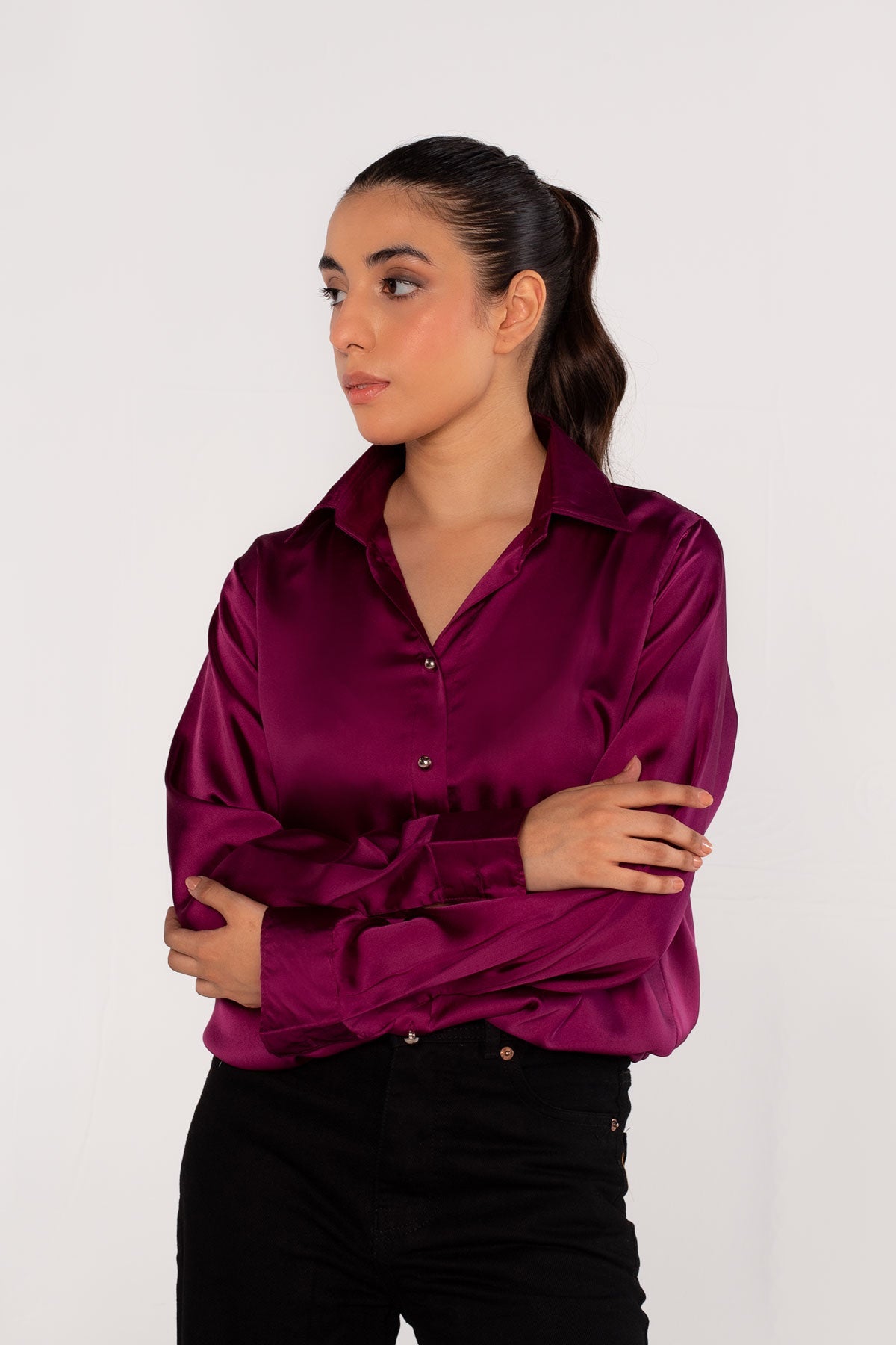 Plum Silk Top - Peach Republic