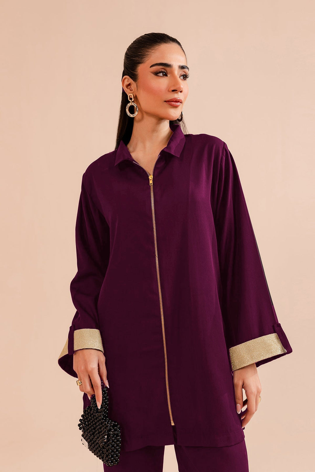 Plum Zipper Dress - Peach Republic