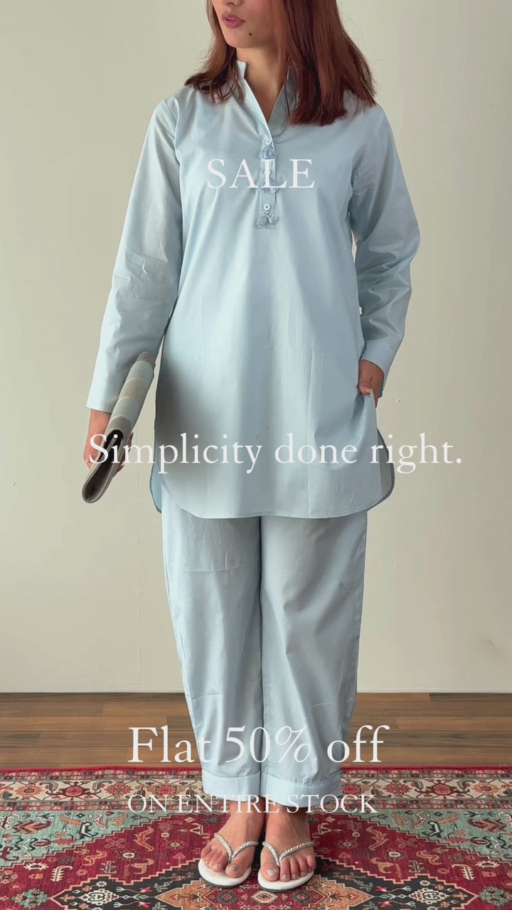 Sky Blue CAMBRIC CO-ORD SET
