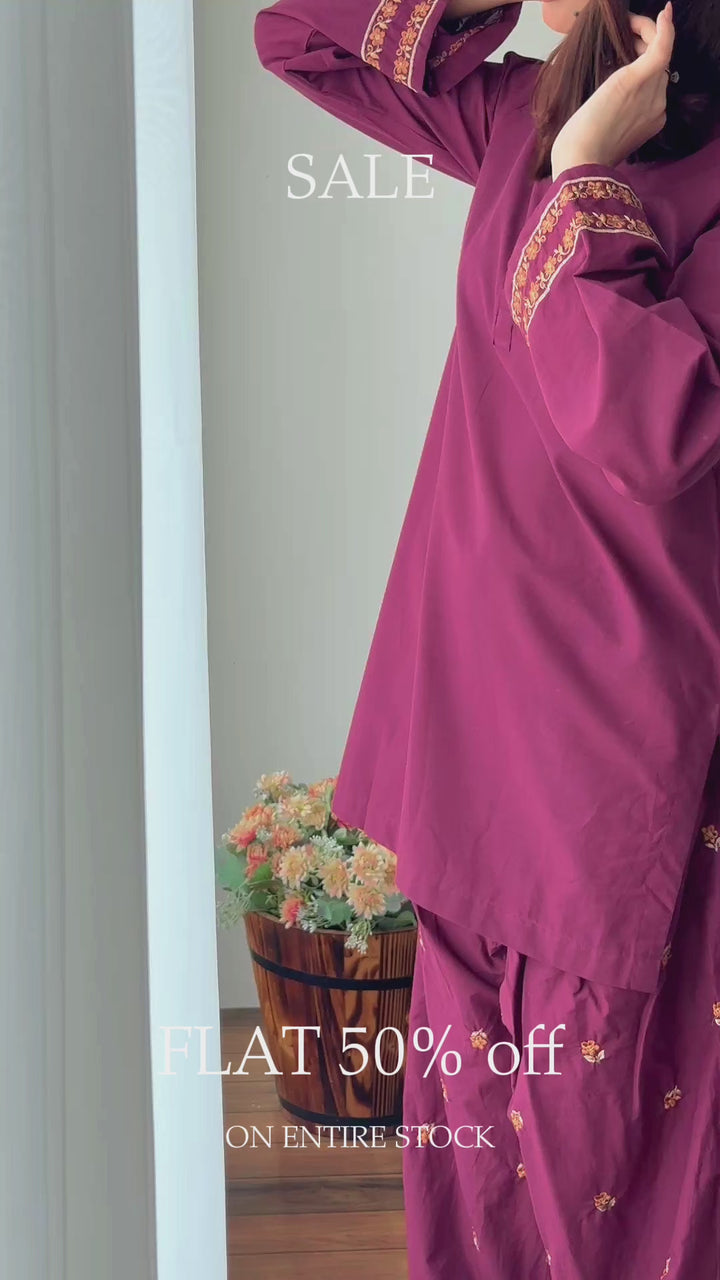Maroon Embroidered 2 - Piece Set