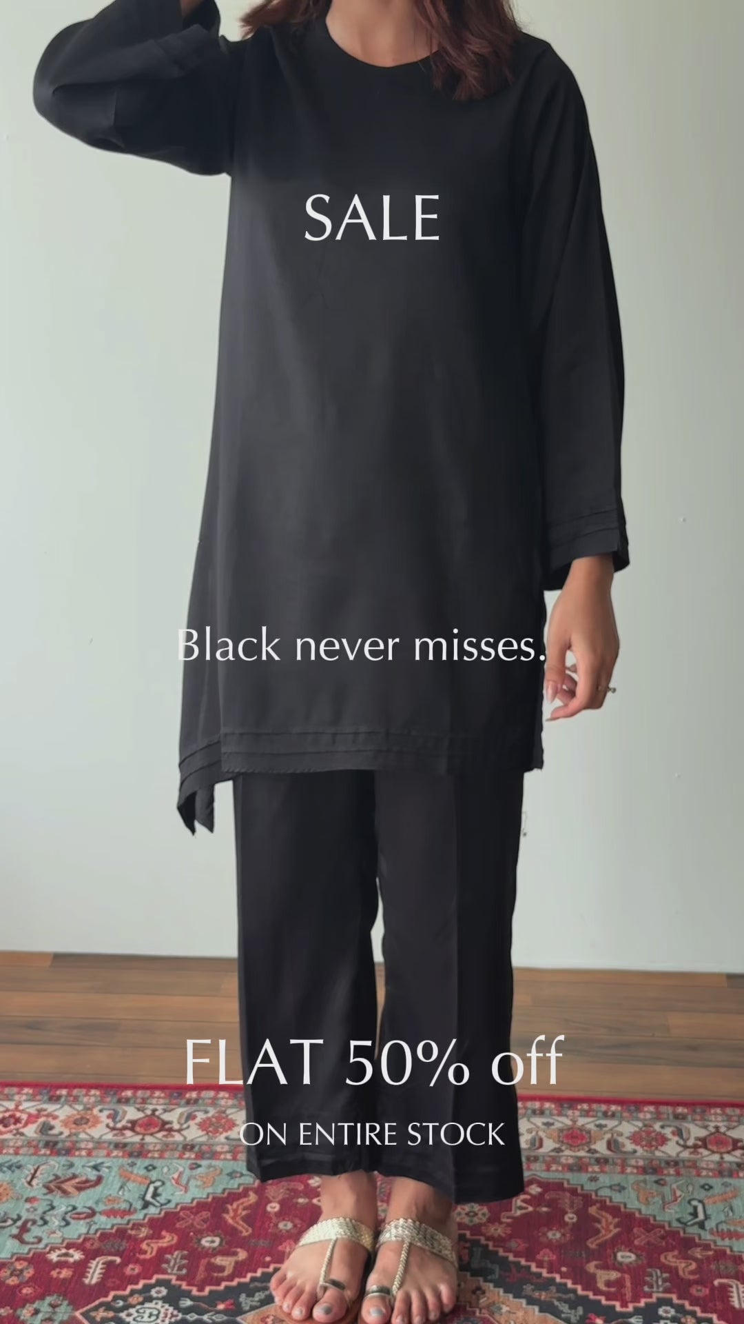 Black Raw Silk 2-Piece Set