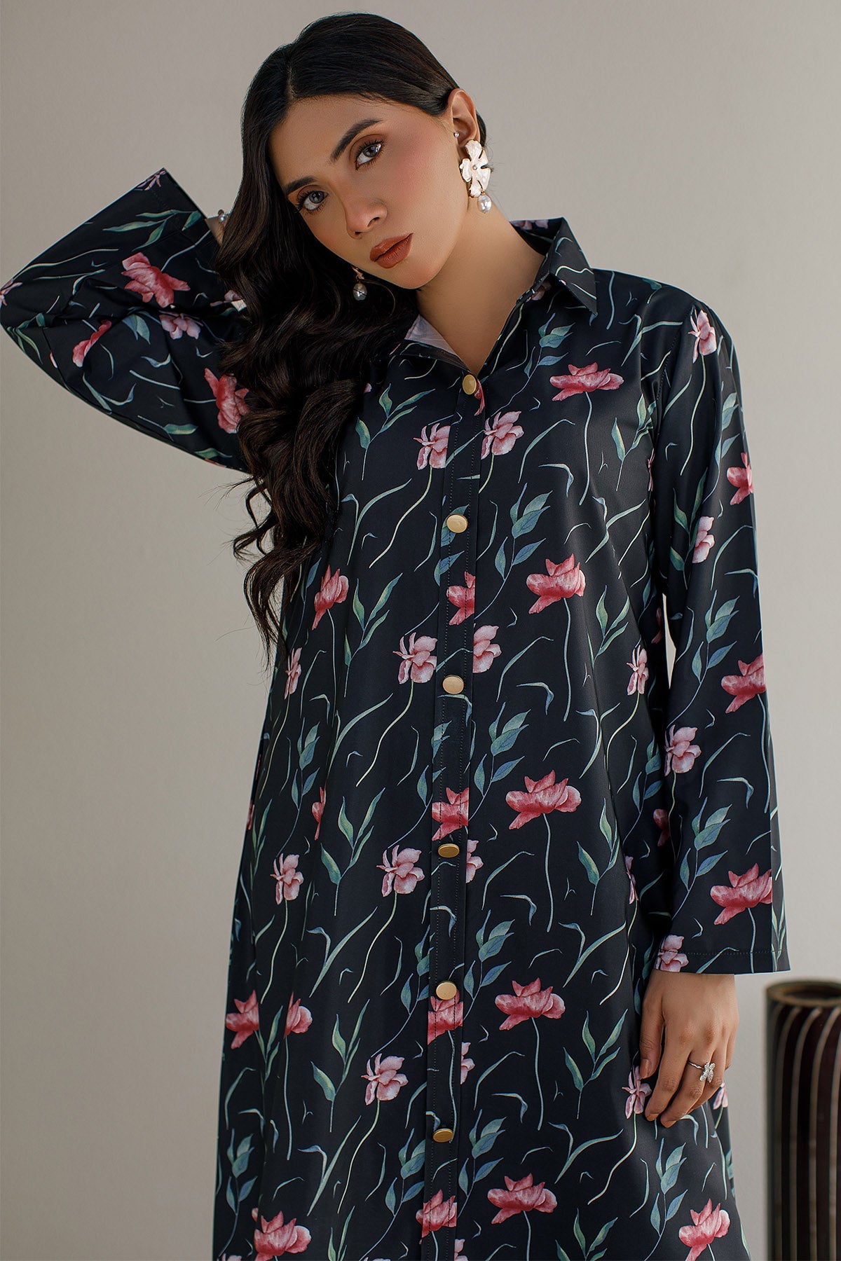 Printed A - Line Shirt - 18 - Peach Republic