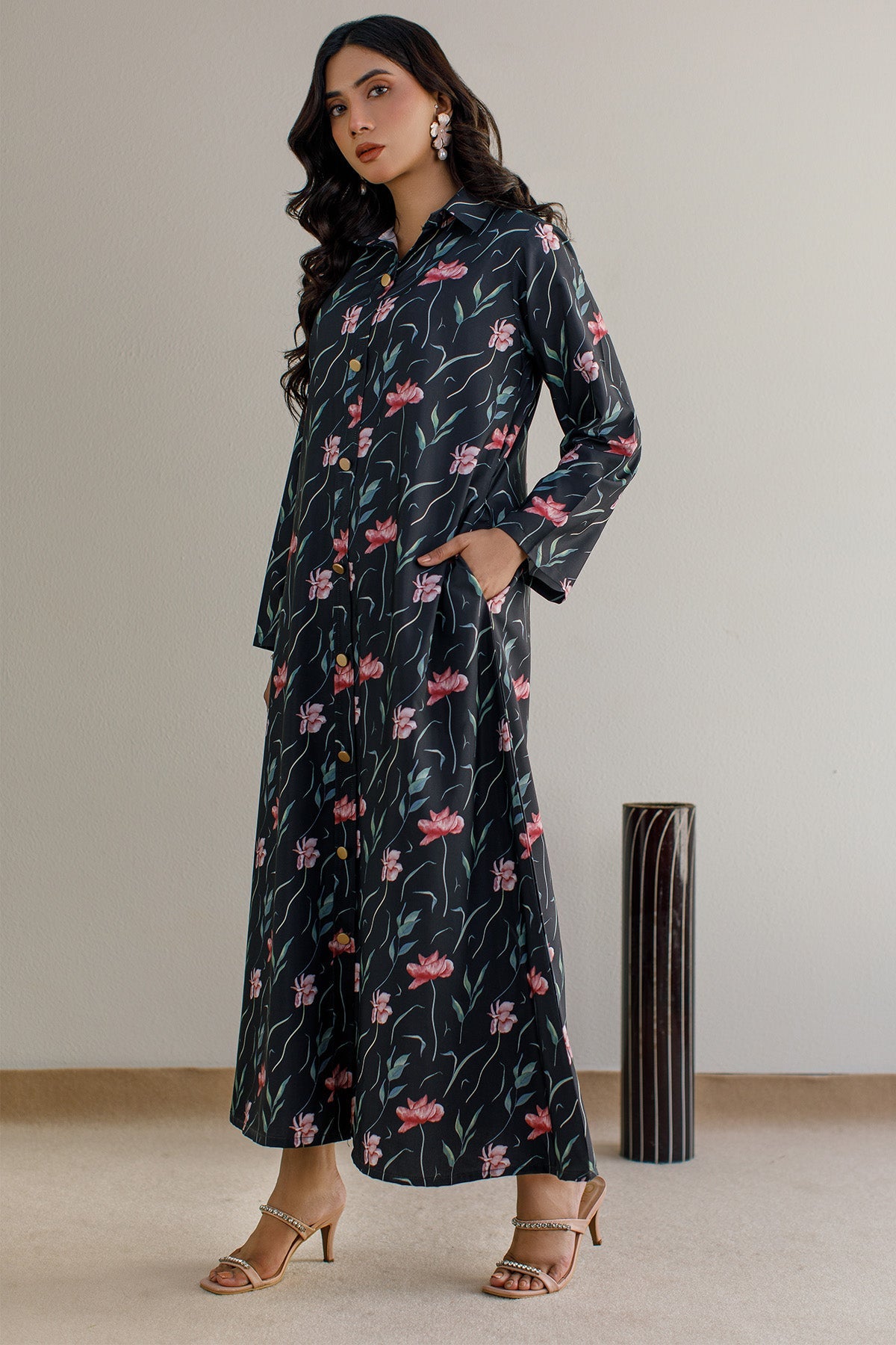 Printed A - Line Shirt - 18 - Peach Republic