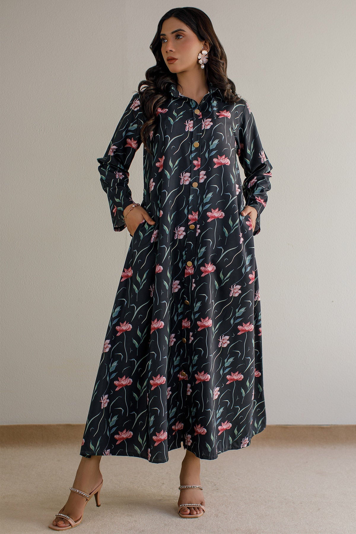 Printed A - Line Shirt - 18 - Peach Republic