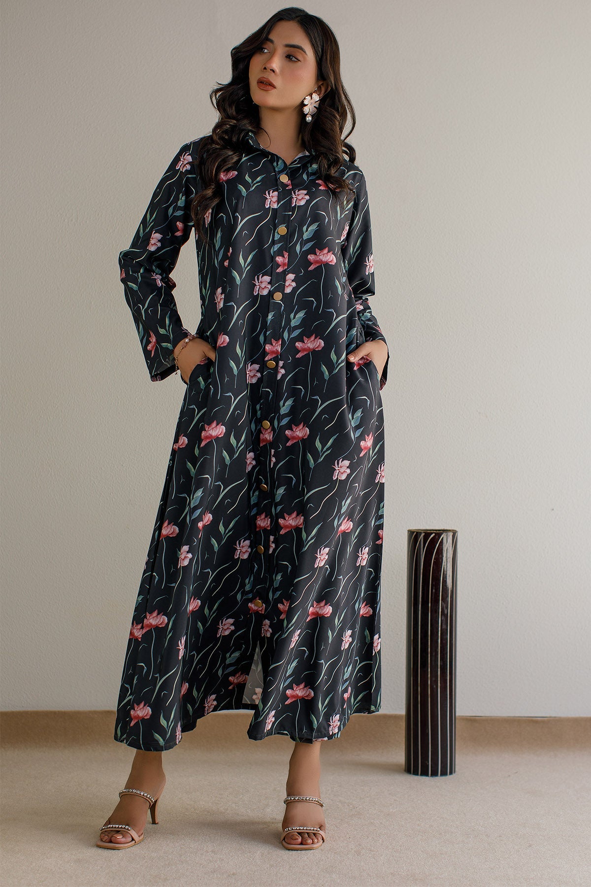 Printed A - Line Shirt - 18 - Peach Republic