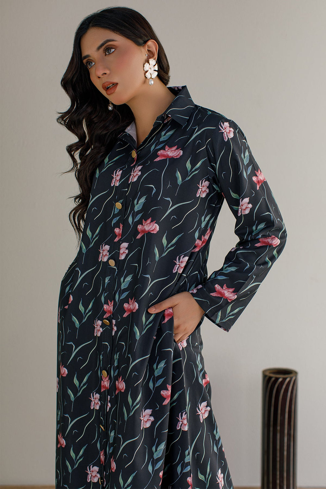 Printed A - Line Shirt - 18 - Peach Republic