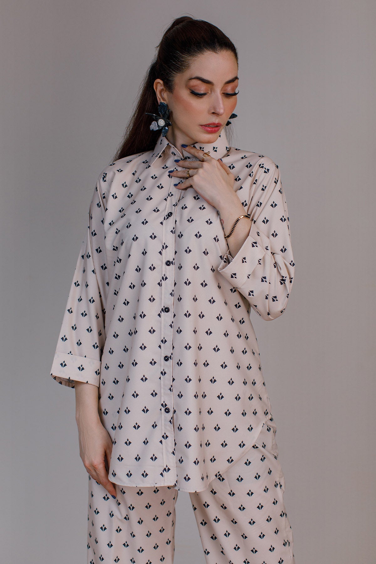 Printed Co Ord Set - 02 - Peach Republic