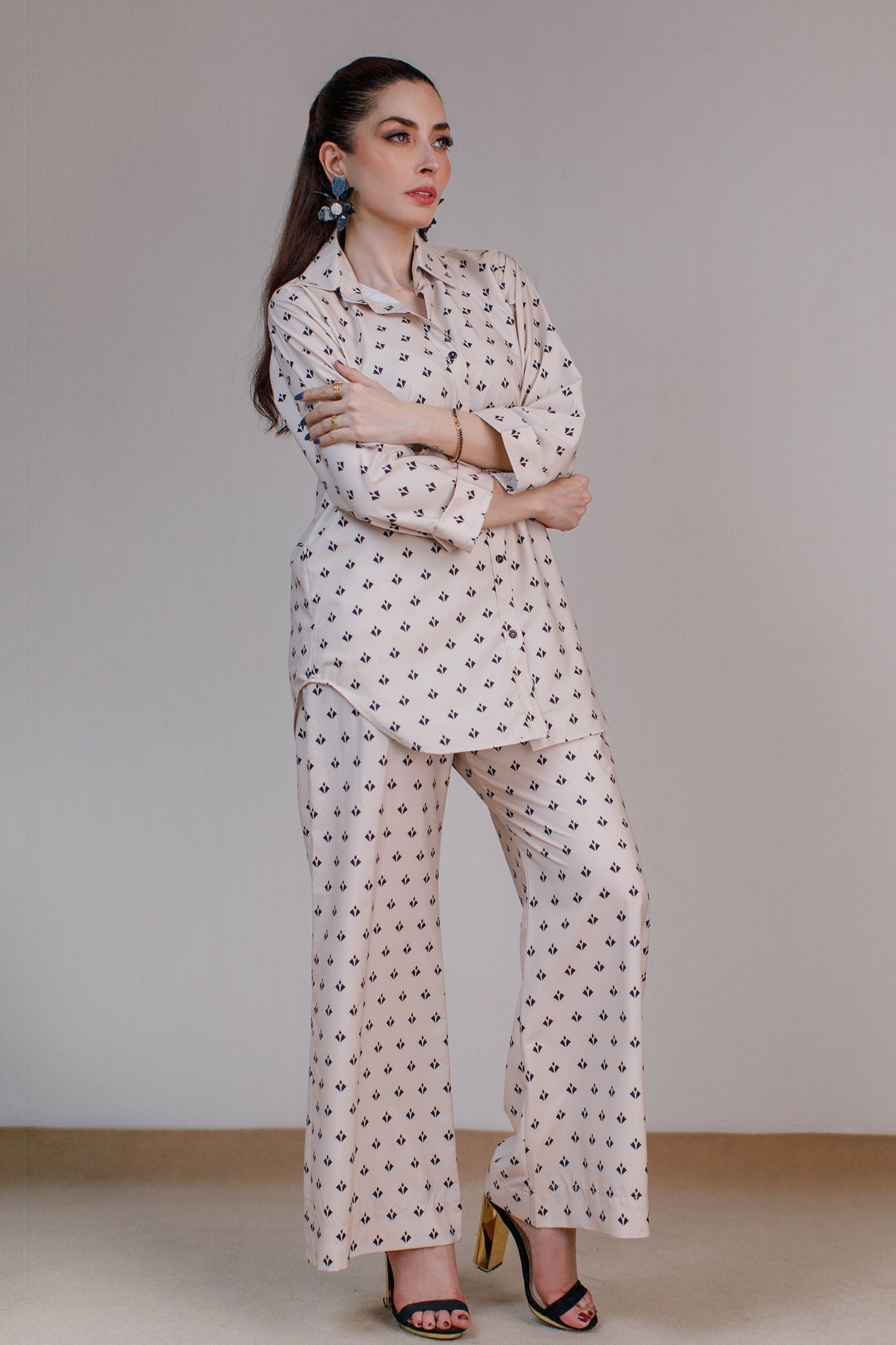 Printed Co Ord Set - 02 - Peach Republic