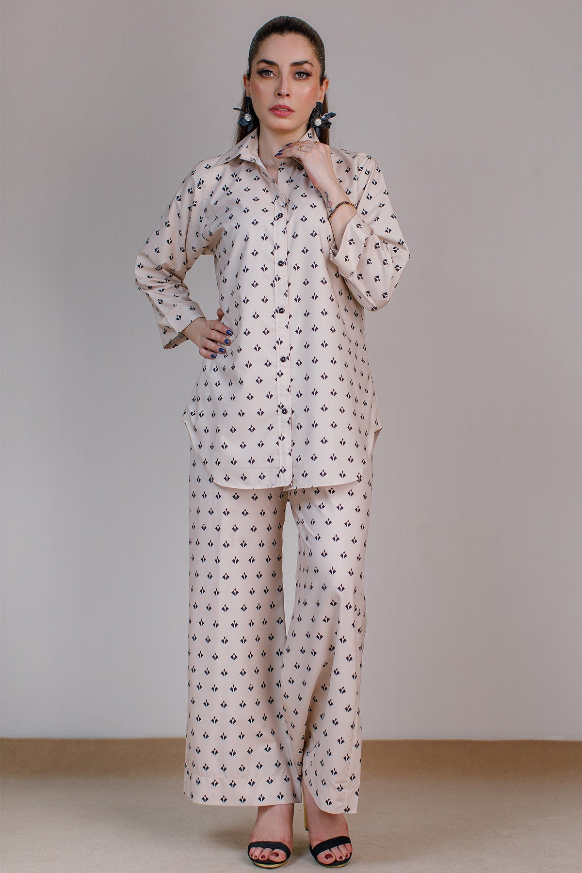 Printed Co Ord Set - 02 - Peach Republic