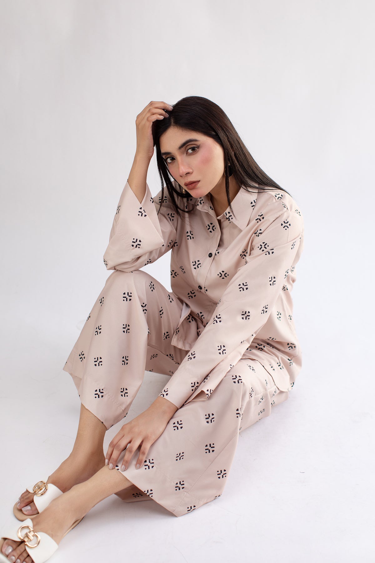 Printed Co Ord Set - 03 - Peach Republic