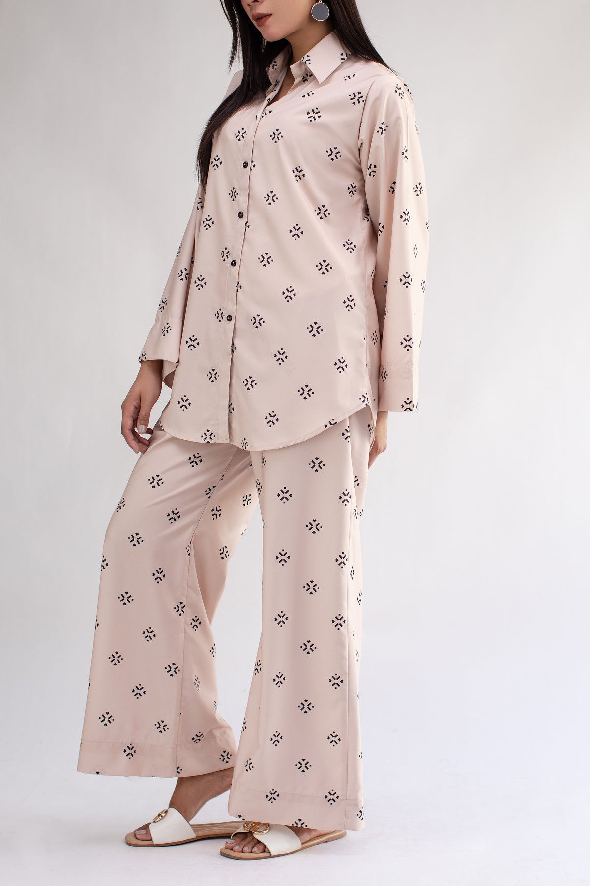 Printed Co Ord Set - 03 - Peach Republic