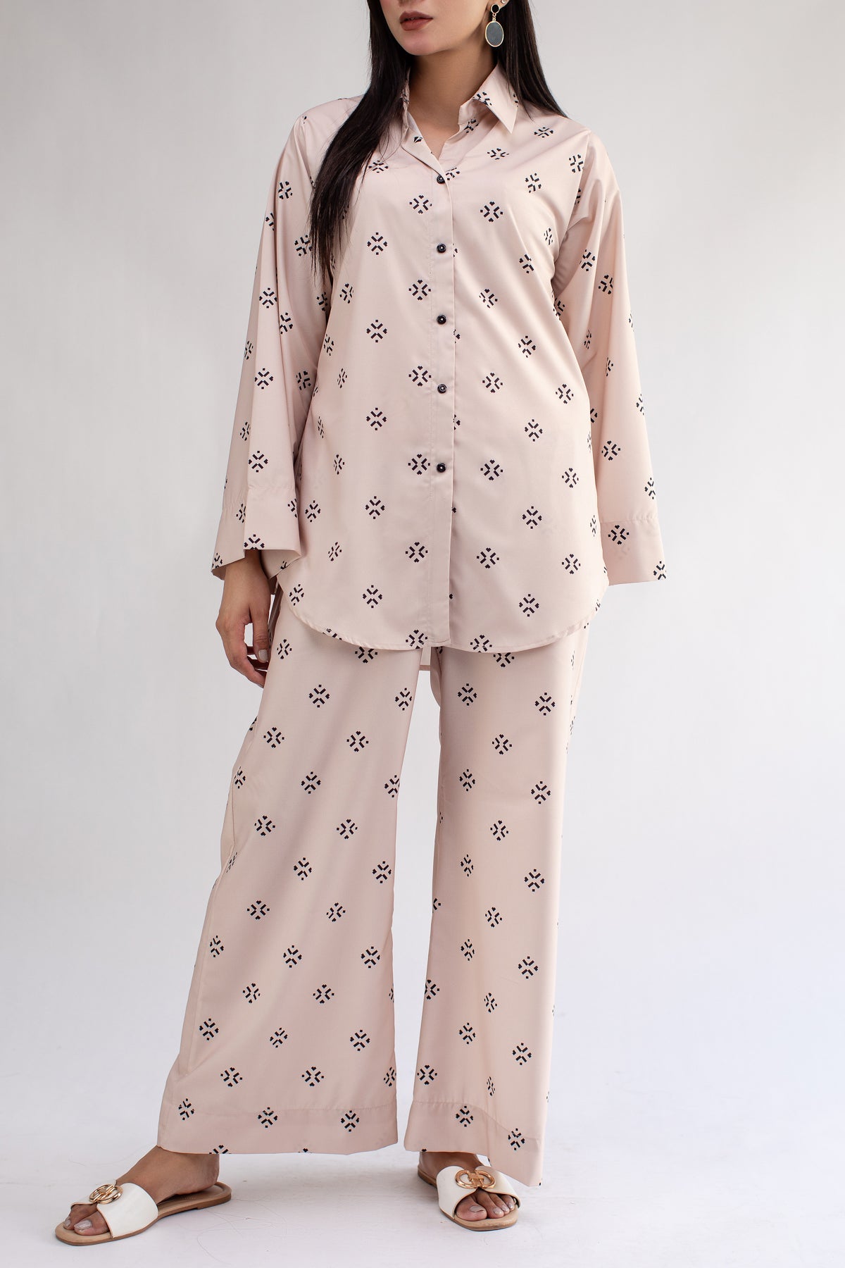 Printed Co Ord Set - 03 - Peach Republic