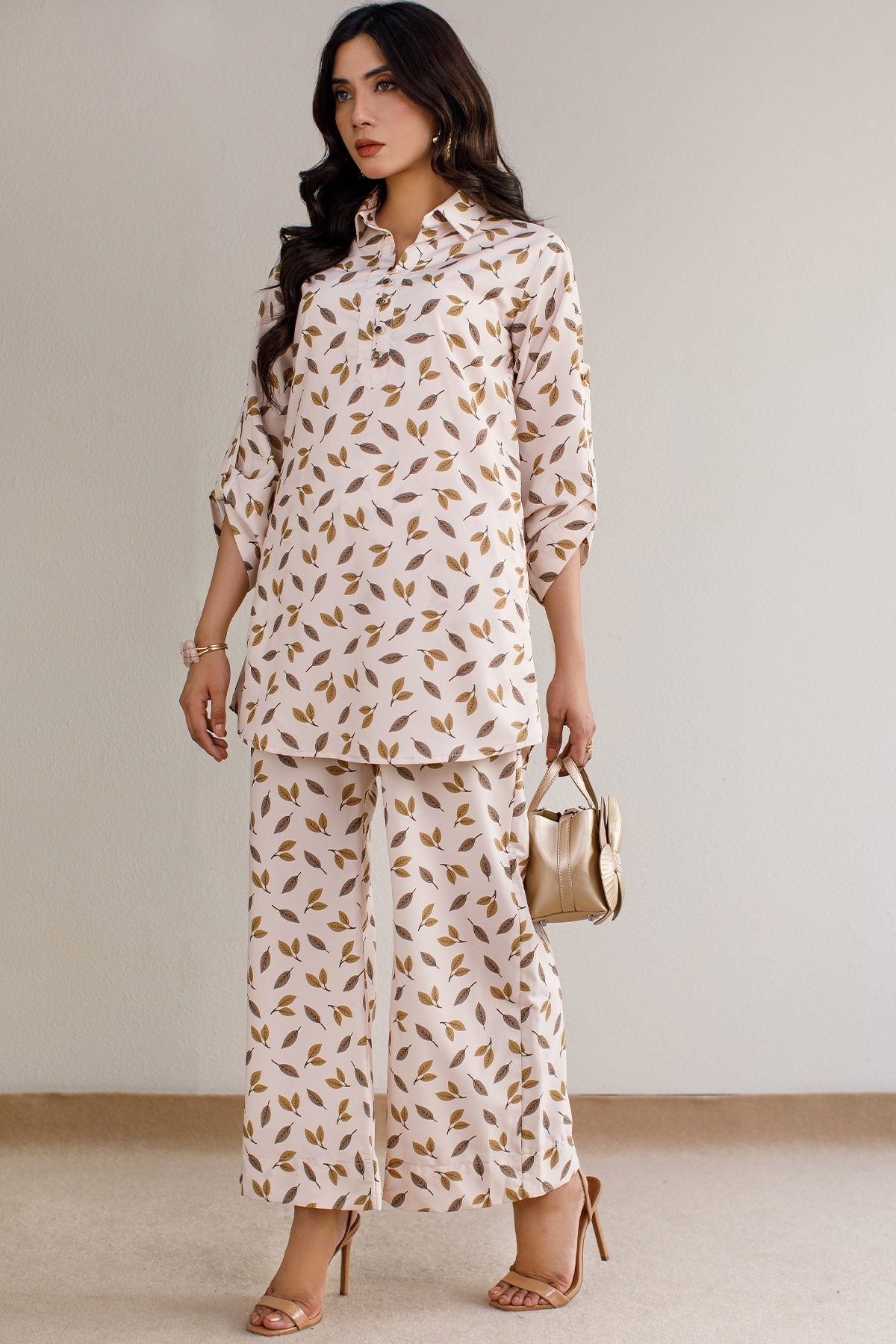 Printed Co Ord Set - 11 - Peach Republic