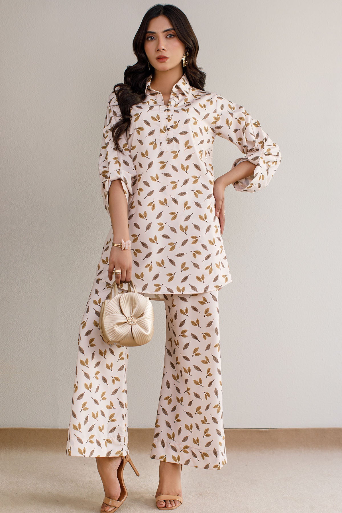 Printed Co Ord Set - 11 - Peach Republic