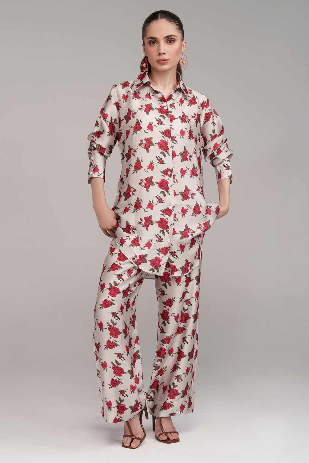 Printed Co Ord Set - 13 - Peach Republic