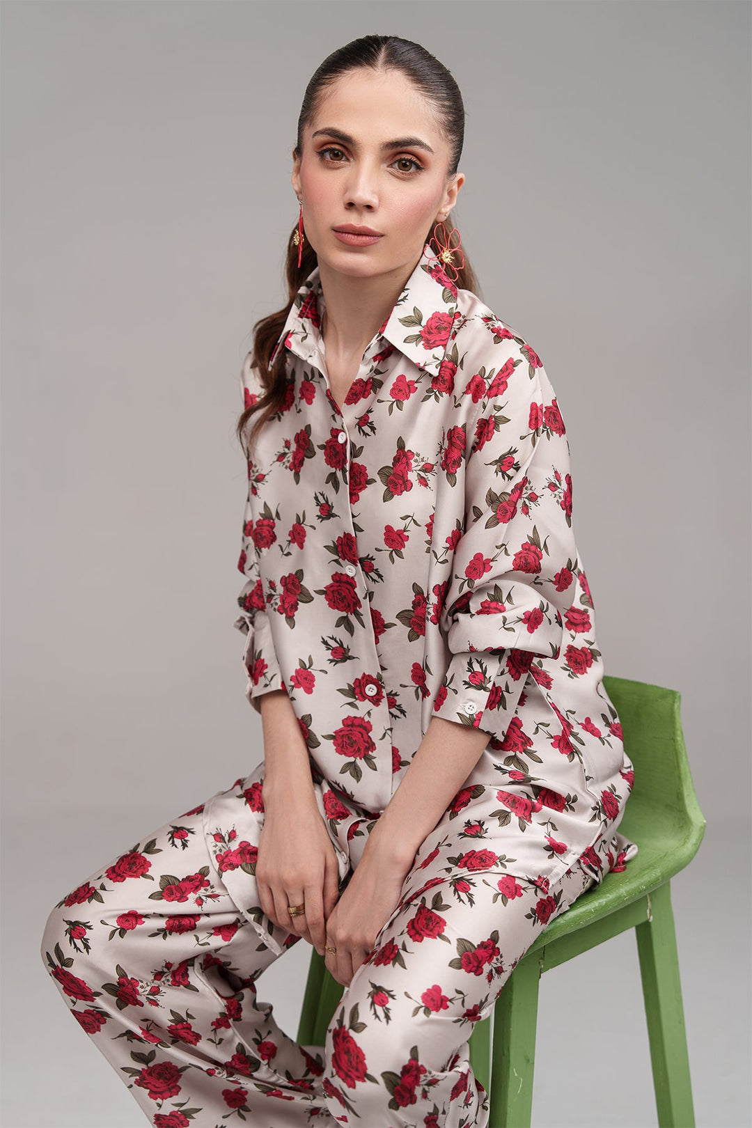 Printed Co Ord Set - 13 - Peach Republic