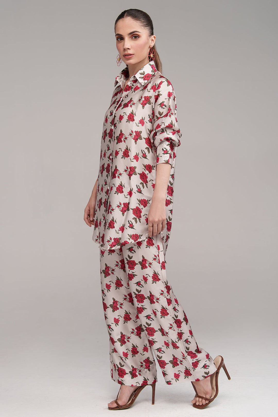 Printed Co Ord Set - 13 - Peach Republic