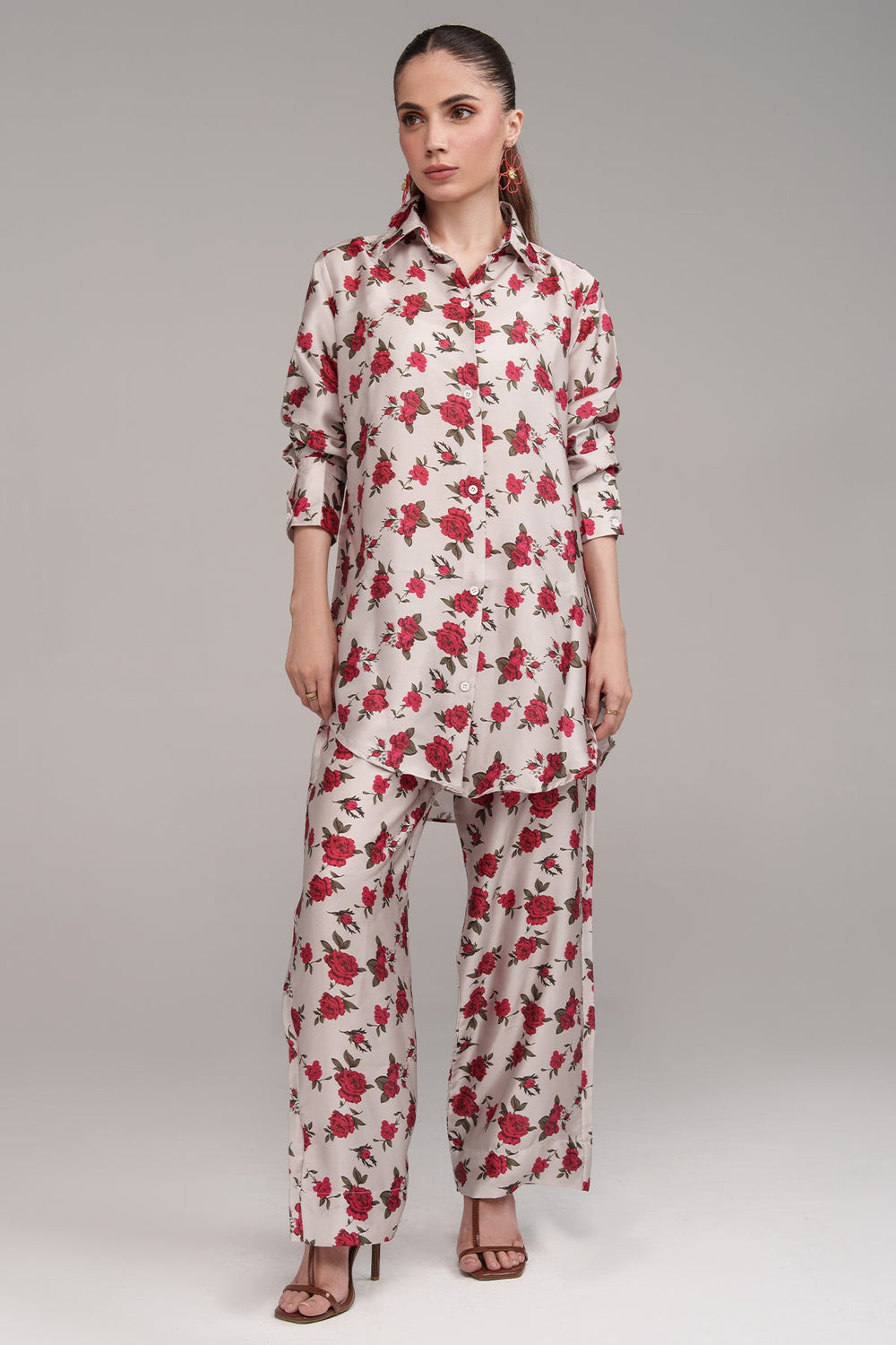 Printed Co Ord Set - 13 - Peach Republic