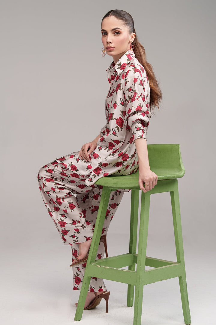 Printed Co Ord Set - 13 - Peach Republic