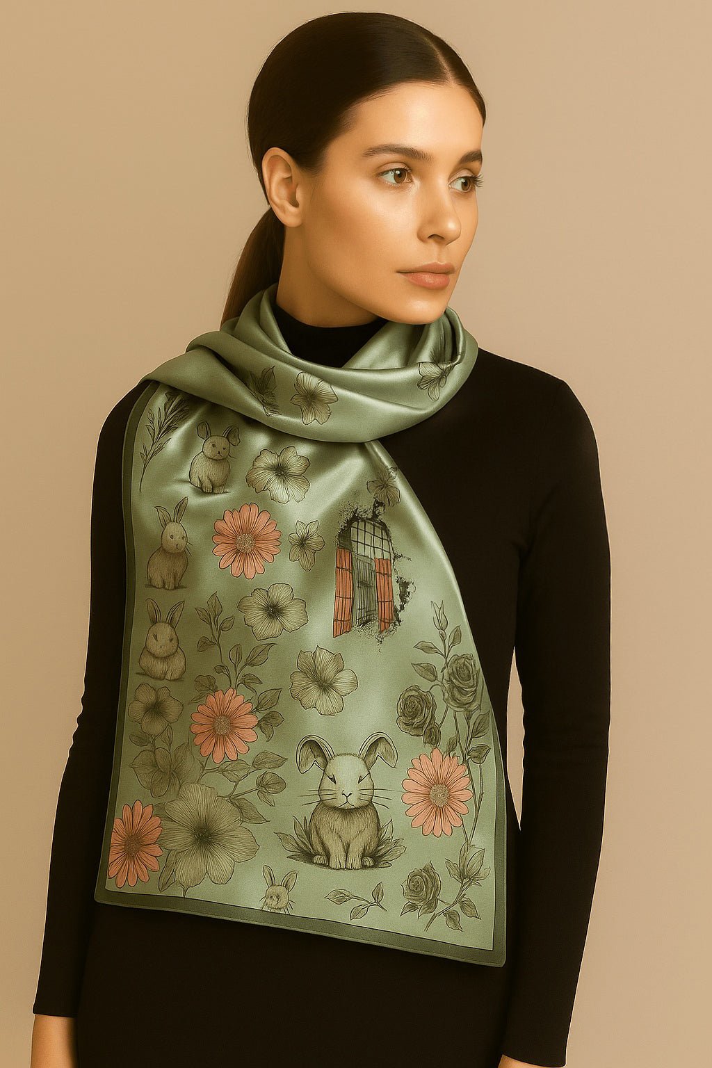 Printed Scarf - 18 - Peach Republic