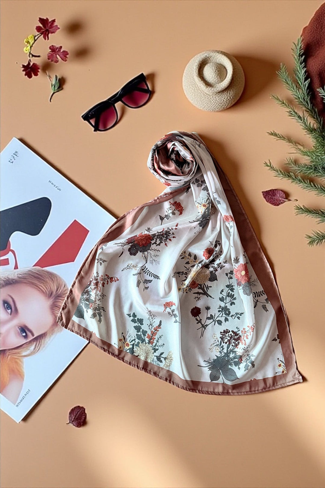 Printed Scarf - 20 - Peach Republic
