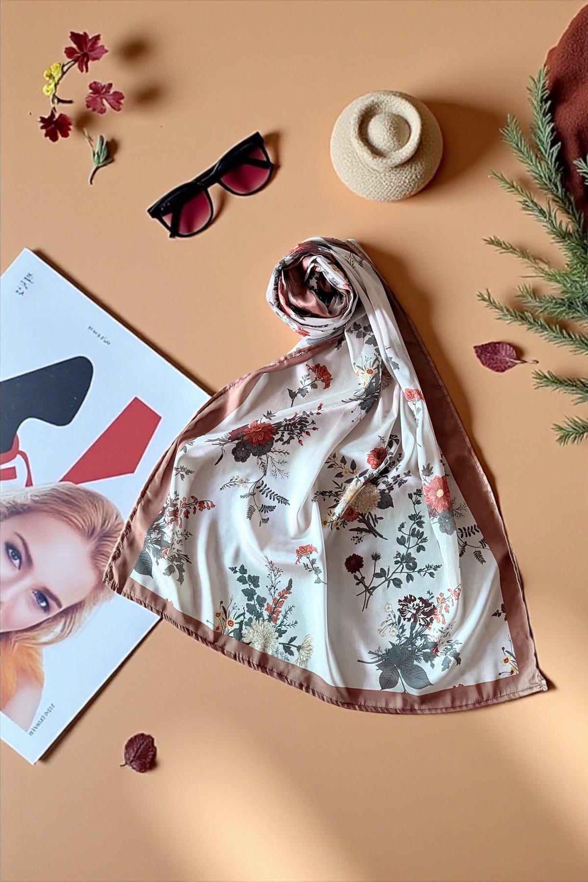 Printed Scarf - 20 - Peach Republic
