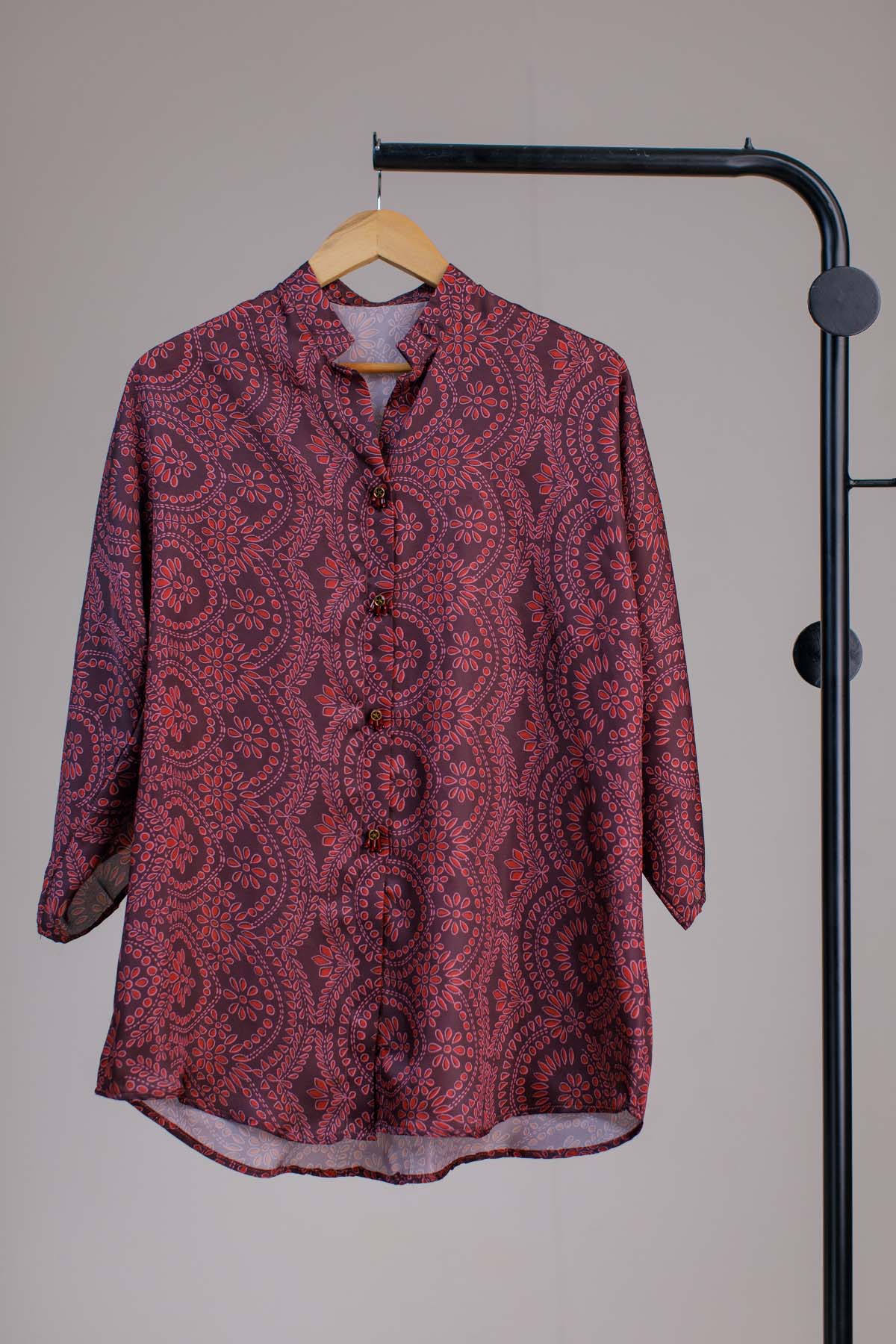 Printed Silk Top - 06 - Peach Republic