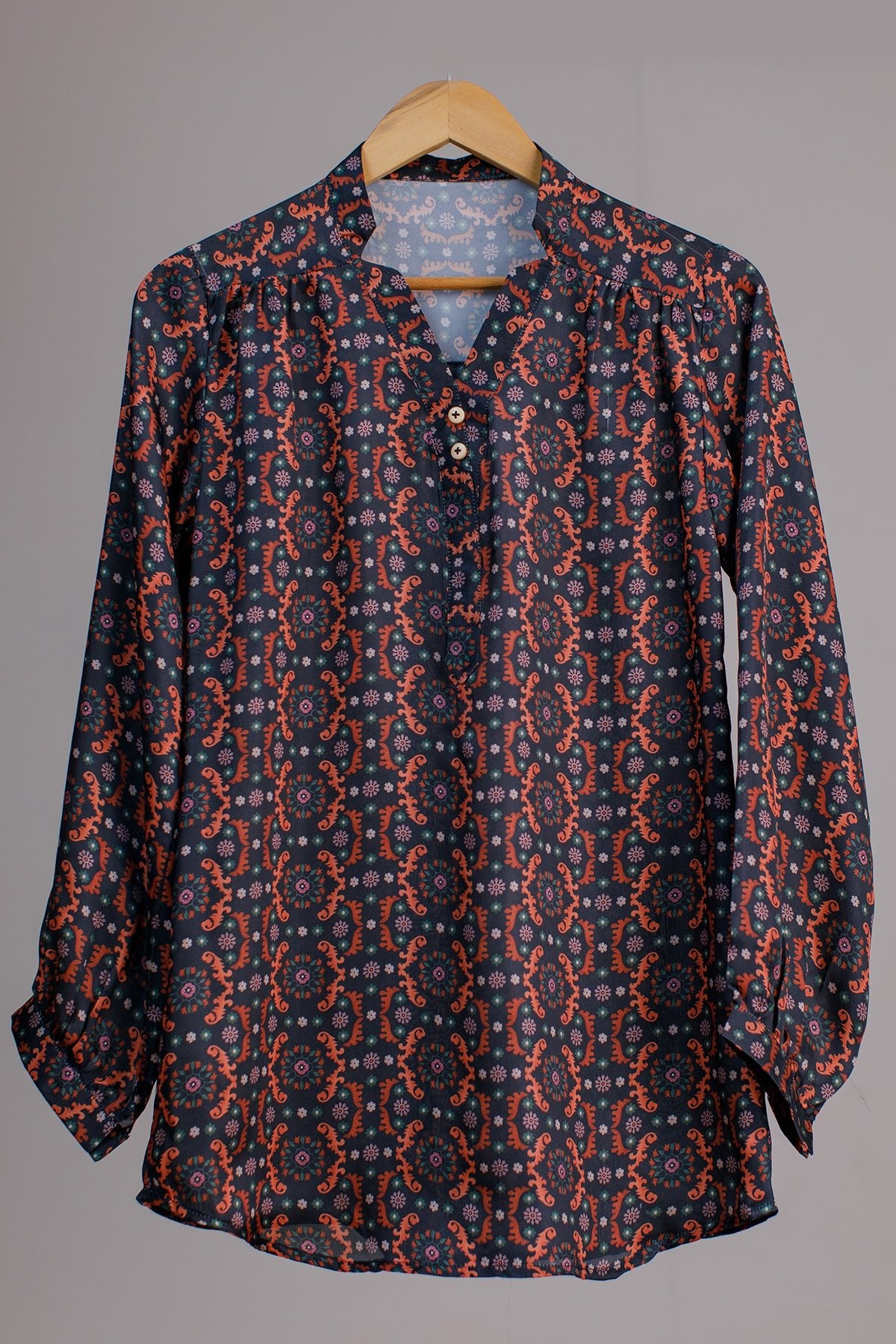 Printed Silk Top - 10 - Peach Republic