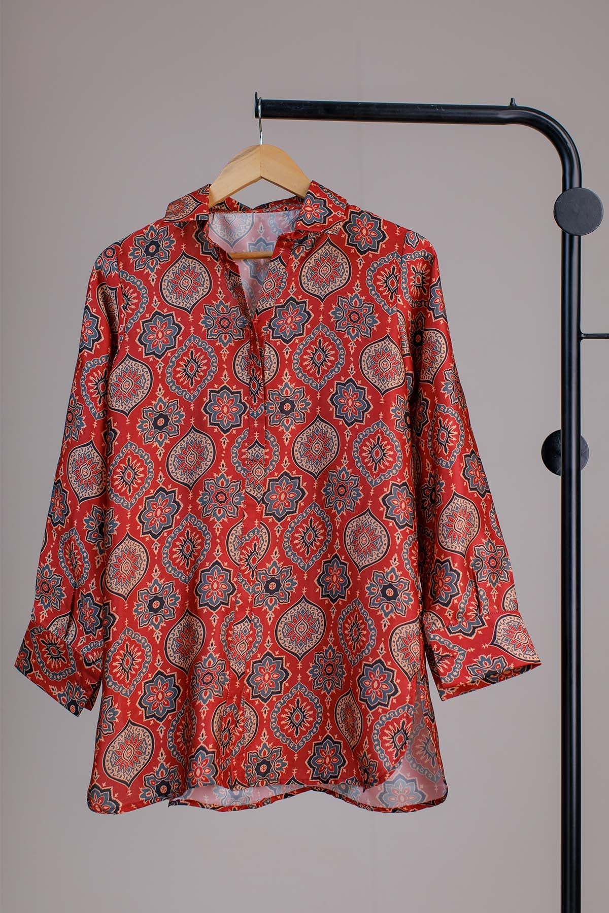 Printed Silk Top - 11 - Peach Republic