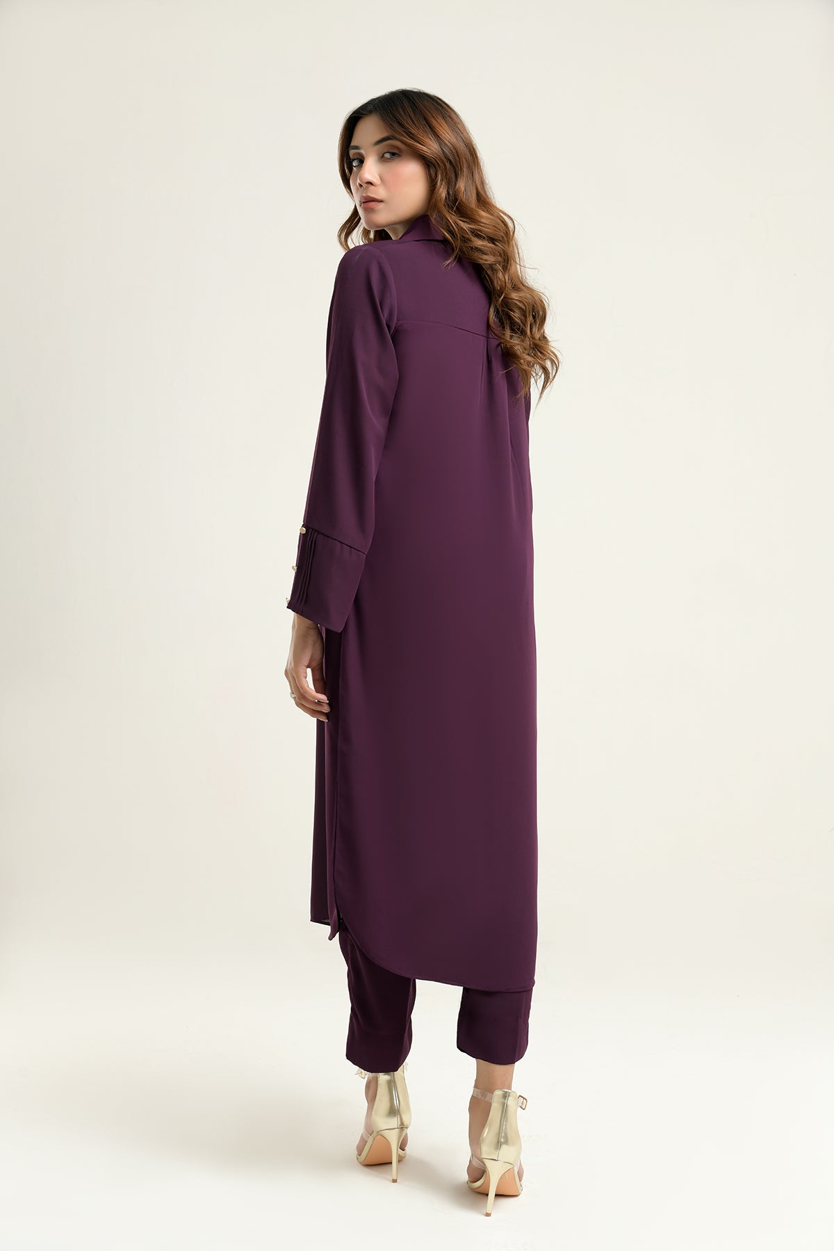 Purple Grip Collar Dress - Peach Republic