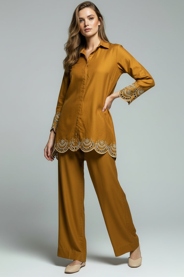 Caramel Schifli Co Ord Set