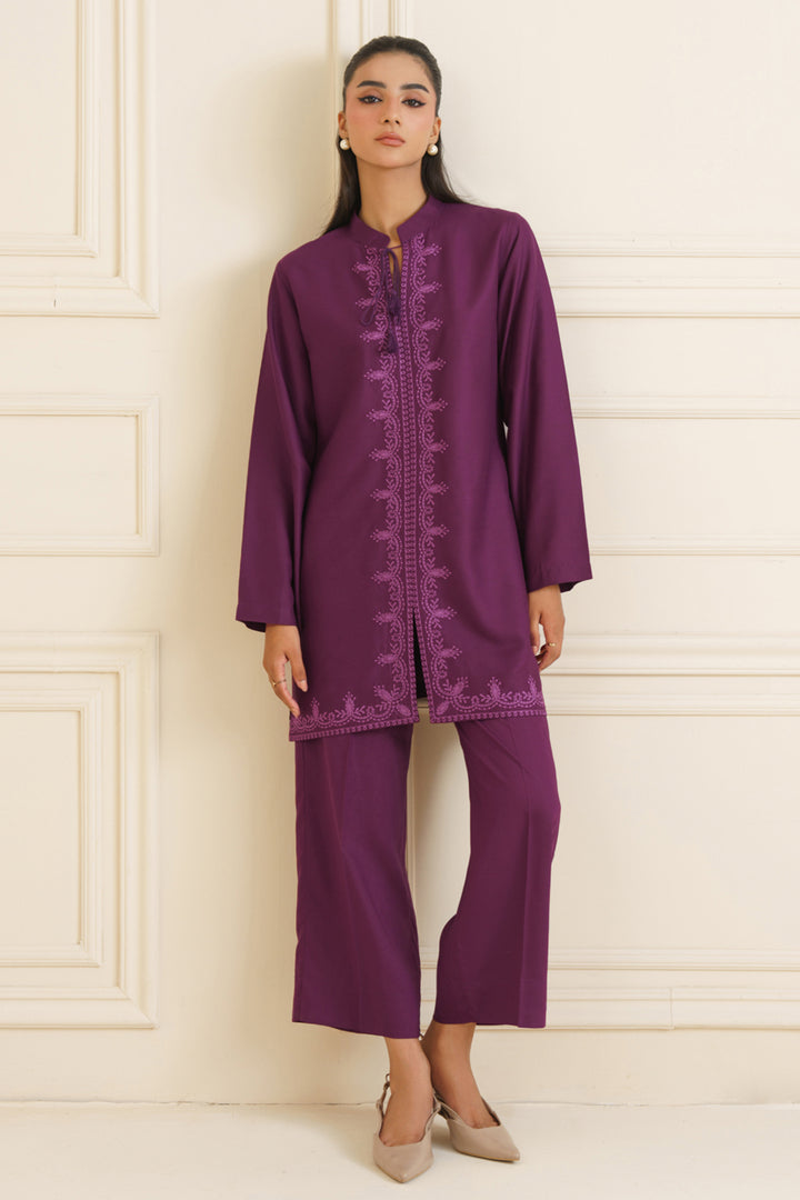 Plum Embroidered Co Ord Set