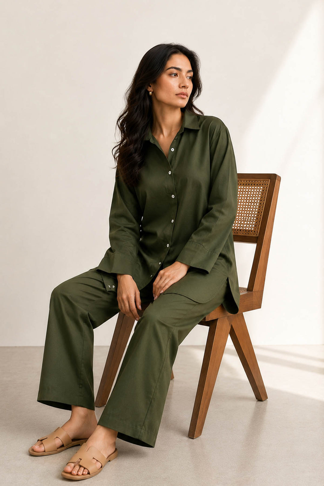 Forest Green Buttoned Co Ord Set