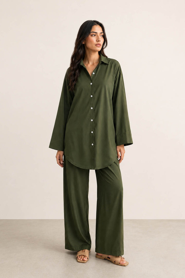 Forest Green Buttoned Co Ord Set