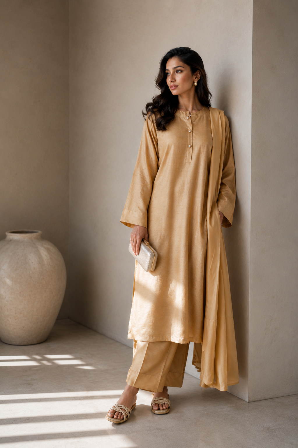 Champagne Korean Silk 3-Piece Set