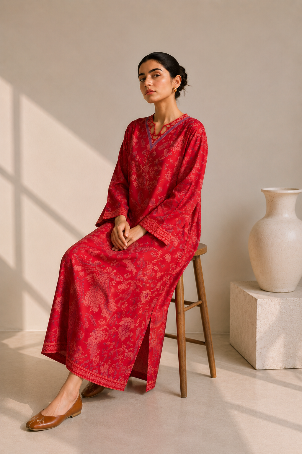 Scarlet Bloom Kaftan