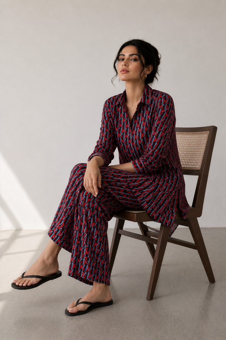 Crimson Geometric Co-Ord Set