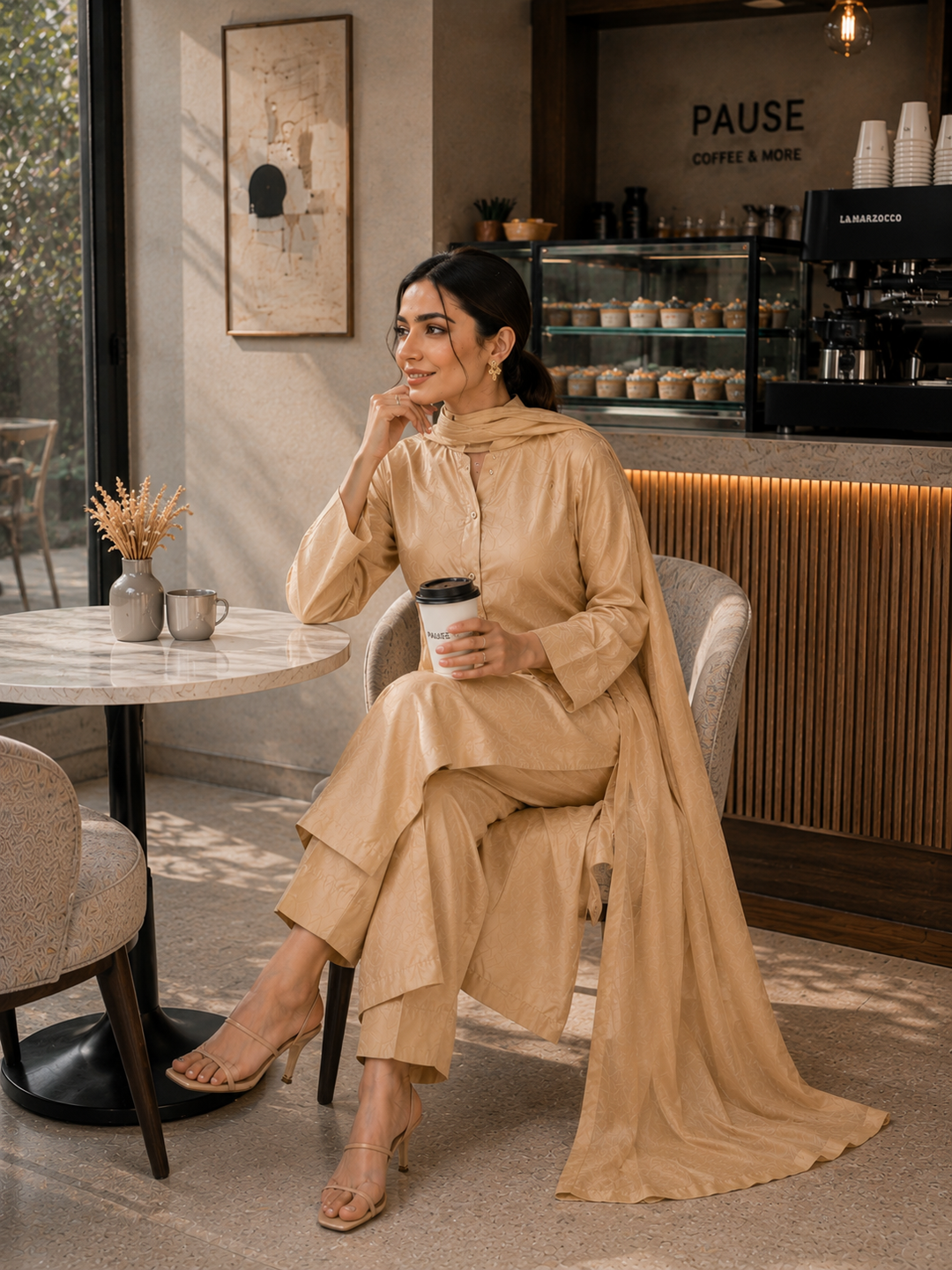 Soft Gold Korean Silk 3-Piece Set