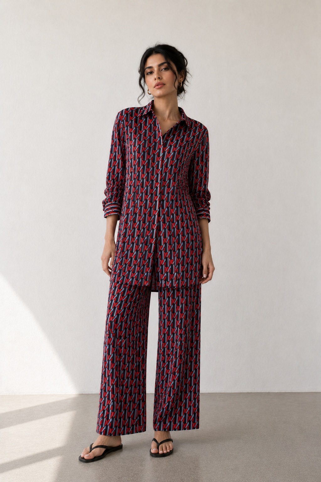 Crimson Geometric Co-Ord Set