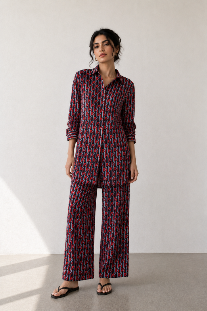 Crimson Geometric Co-Ord Set