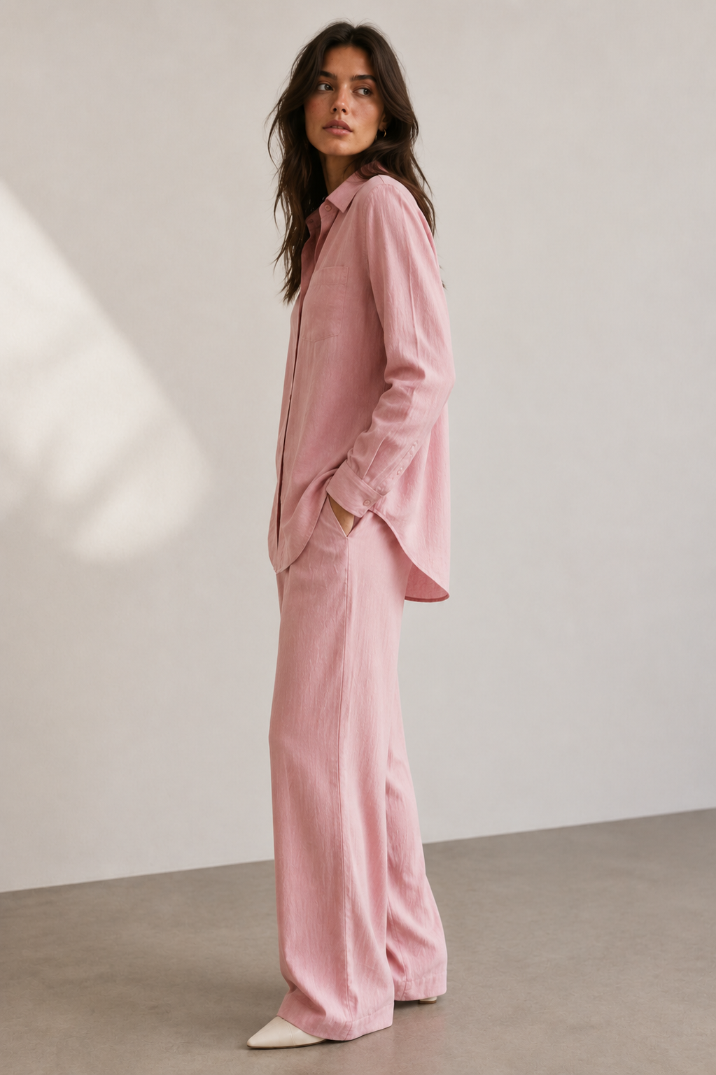 Pink Button-Down Co Ord Set