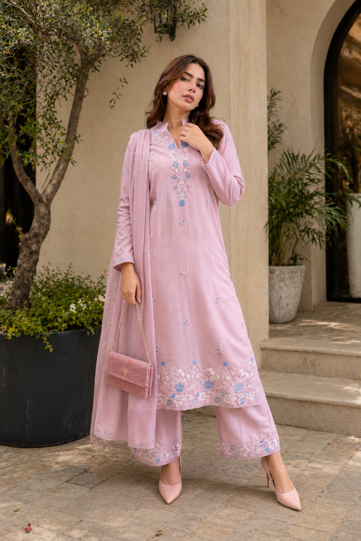 Lilac Embroidered 3-Piece Set