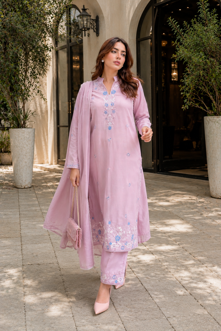 Lilac Embroidered 3-Piece Set
