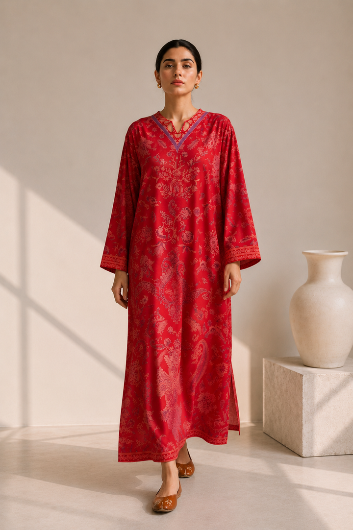 Scarlet Bloom Kaftan