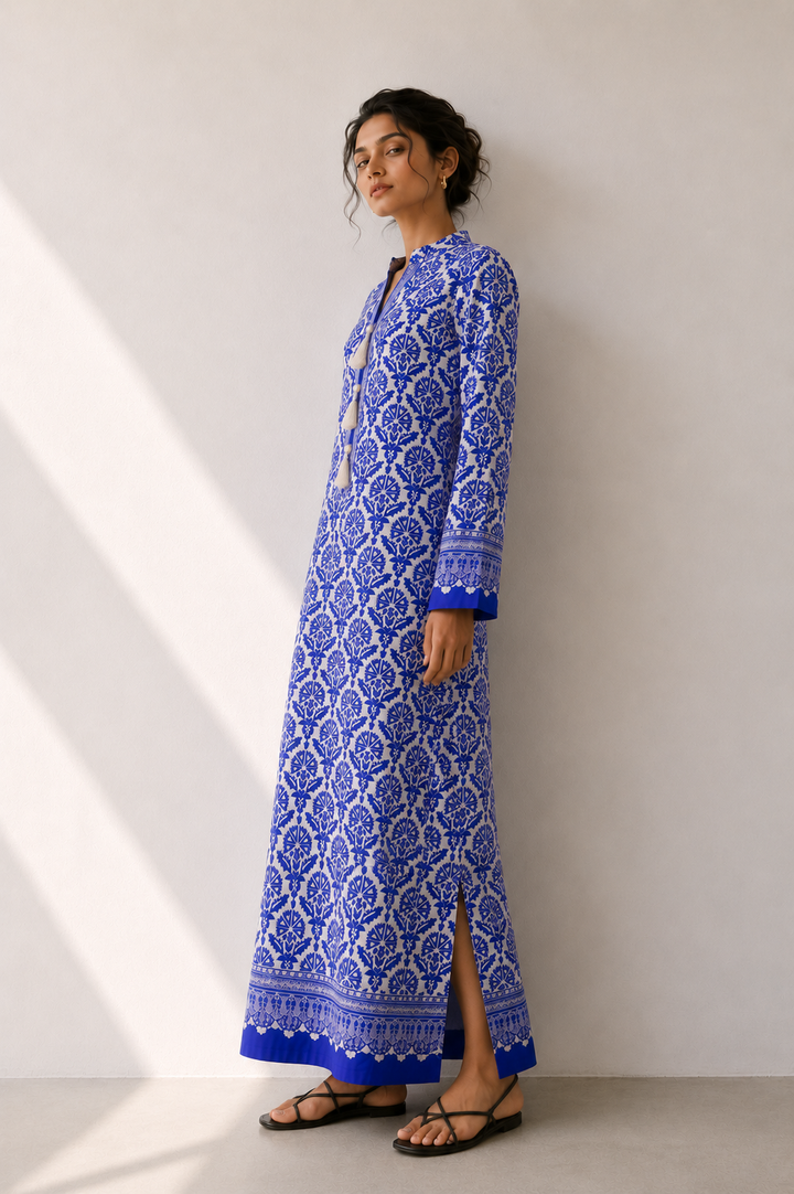 Ivory Blue Kaftan
