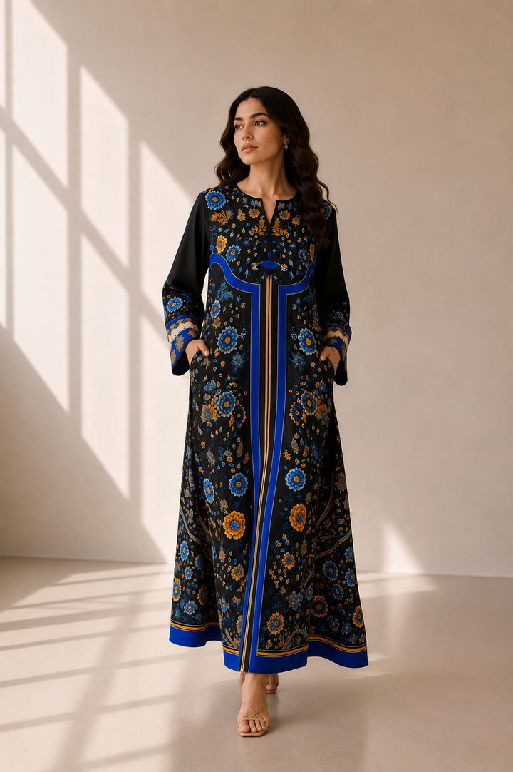 Black Bloom Kaftan