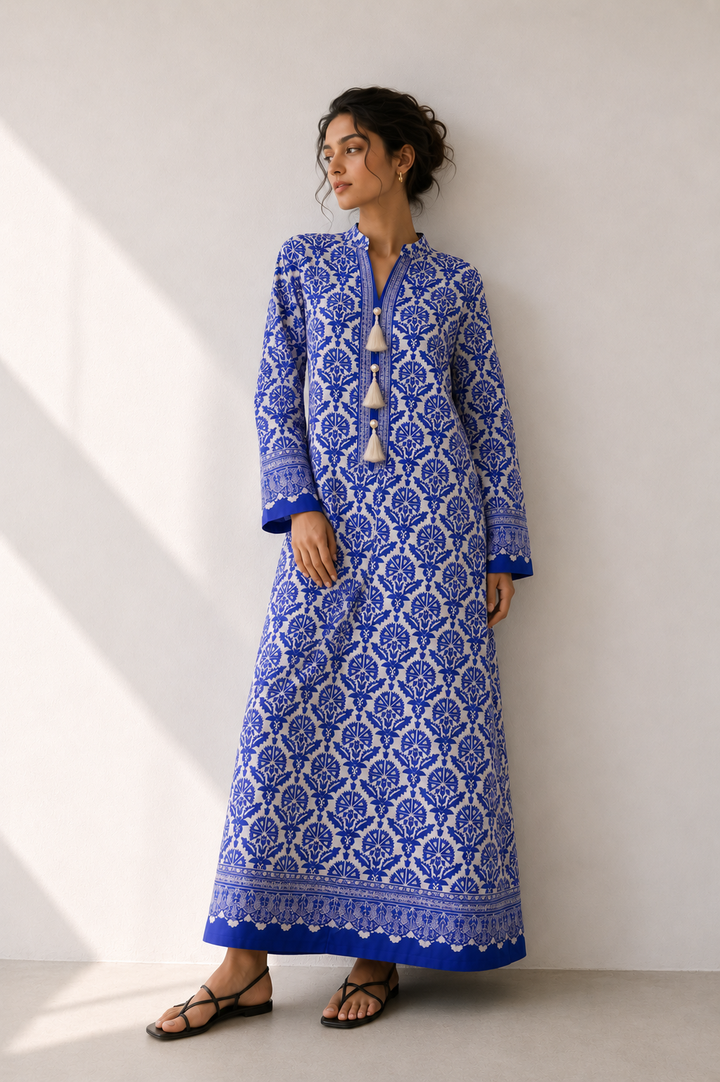 Ivory Blue Kaftan