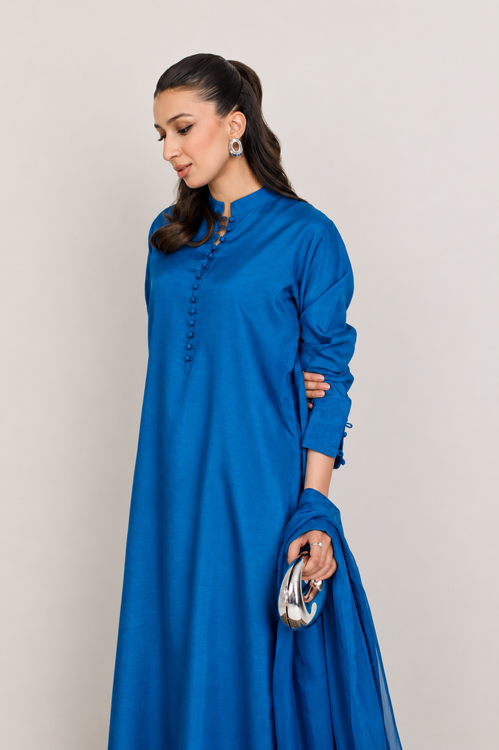 Royal Blue Korean Silk 3-Piece Set